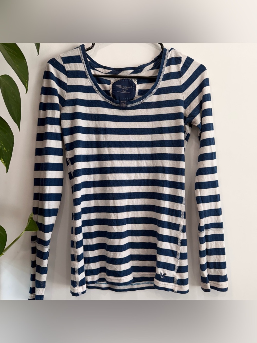 Genuine Y2K American Eagle Fitted Striped Long Sleeve Women’s M Preppy